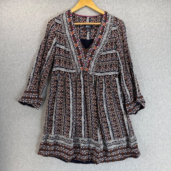 Maeve by Anthropologie Womens Size Small Naomi Embroidered‎ Tunic Dress V-Neck - Picture 1 of 16